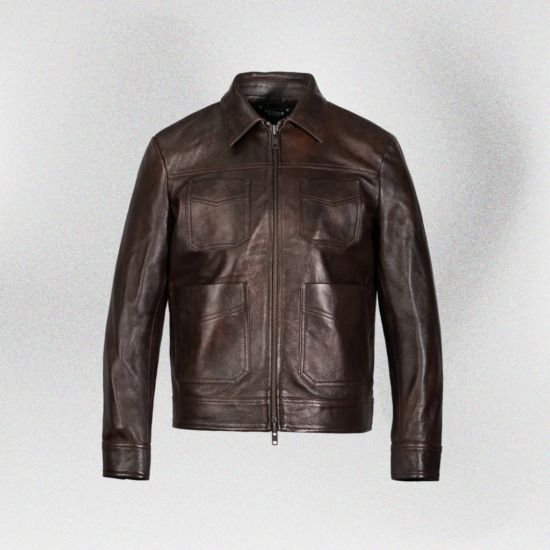 LEONARD BLOUSON LEATHER JACKET 2 - Nâu chocolate