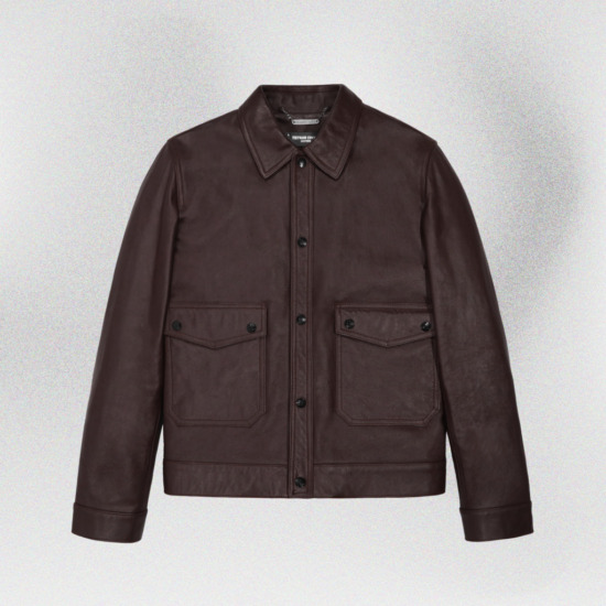 MTP BLOUSON LEATHER  JACKET 2 - Nâu