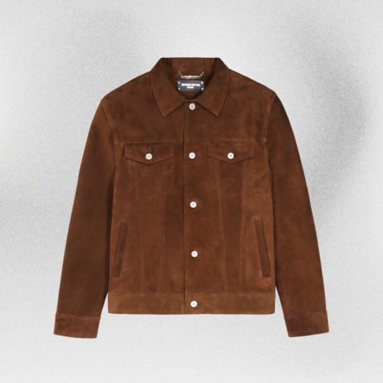 JOAQUIN TRUCKER SUEDE JACKET - Nâu