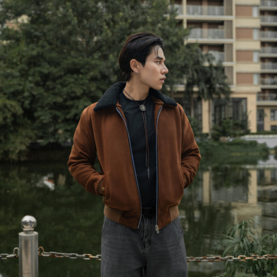 GRAYSON bomber JACKET 2 - Nâu