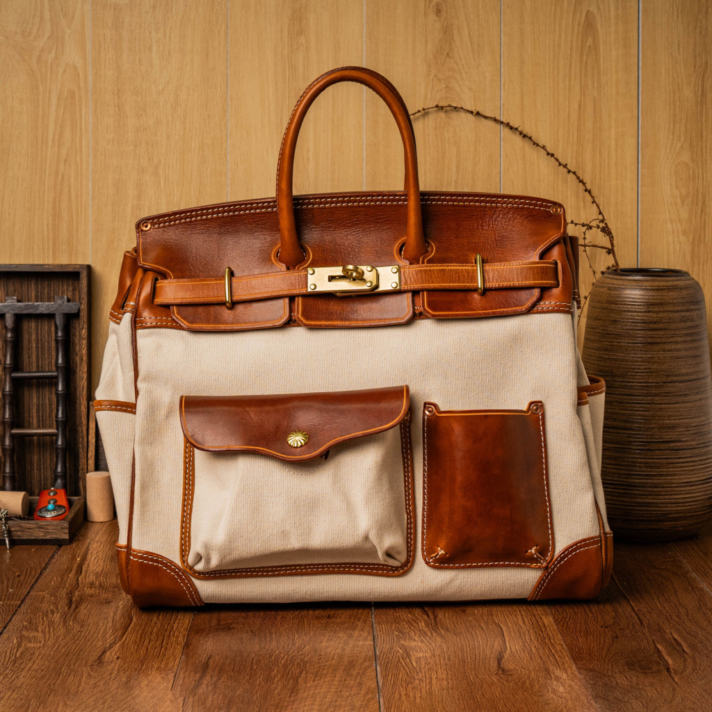 SANTOS BERKIN LEATHER BAG 2 - Beige - Ảnh 4