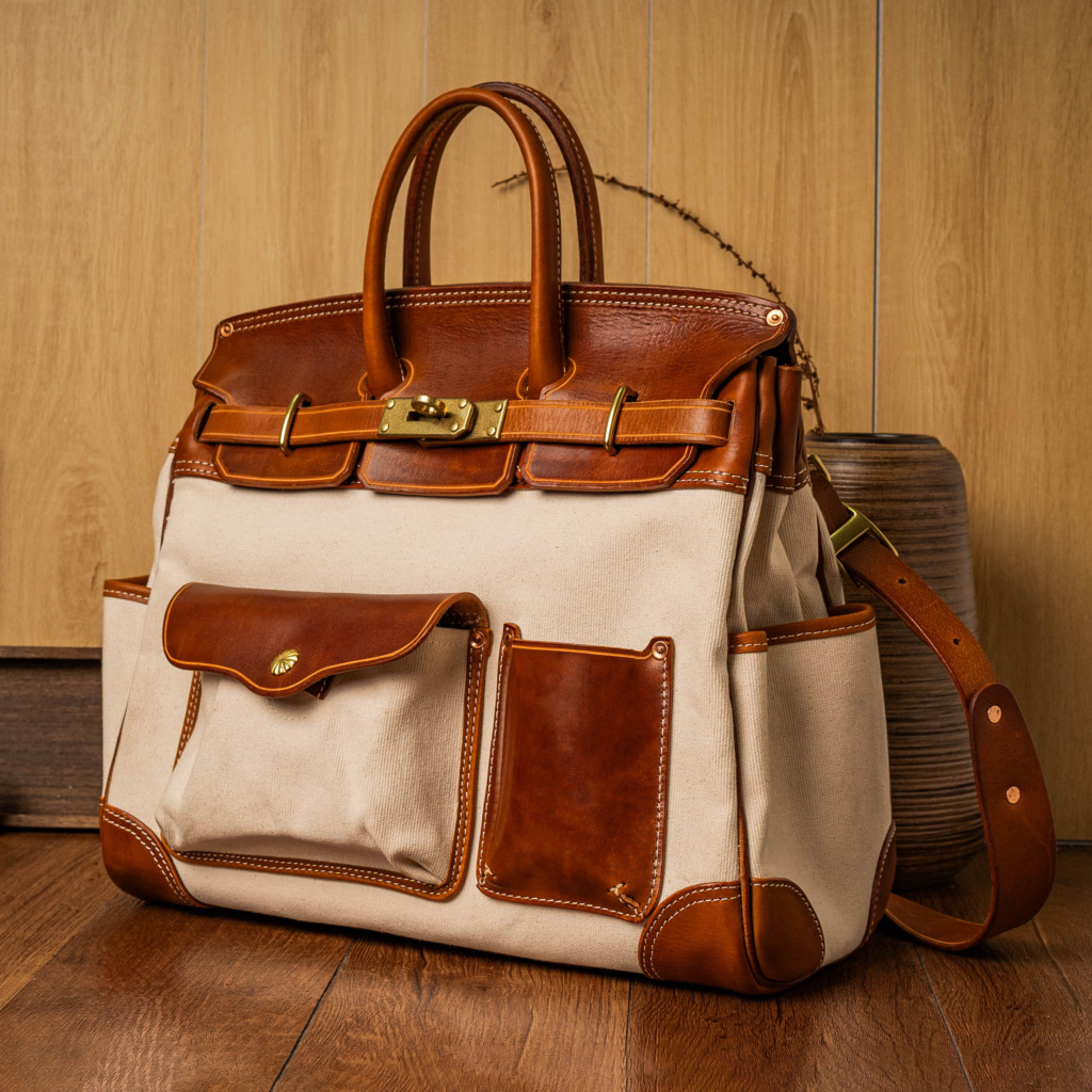 SANTOS BERKIN LEATHER BAG 2 - Beige - Ảnh 5