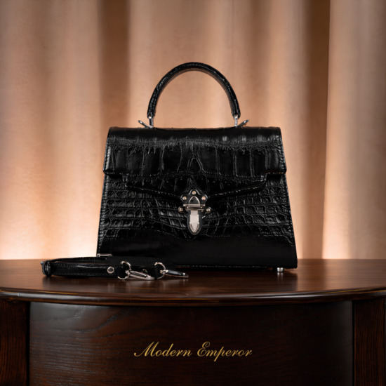 Katarina Crocodile Leather Bag - Đen