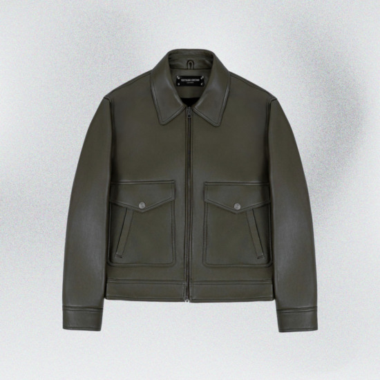 RAFAEL BOXY LEATHER JACKET – Xanh rêu