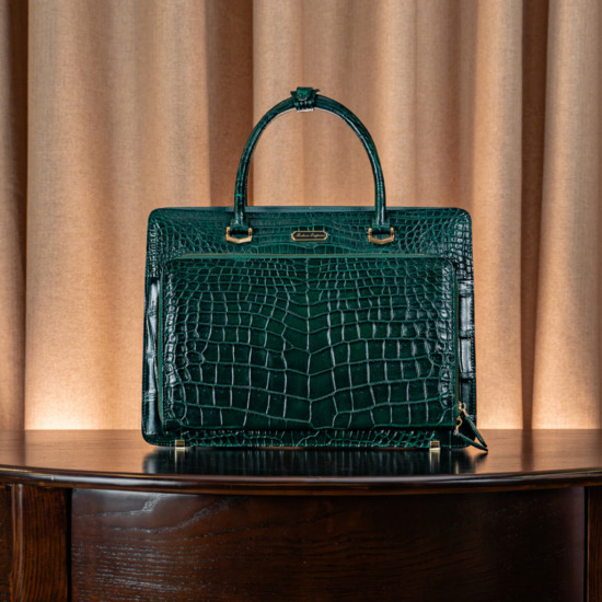 Valente Crocodile Leather Bag - Green